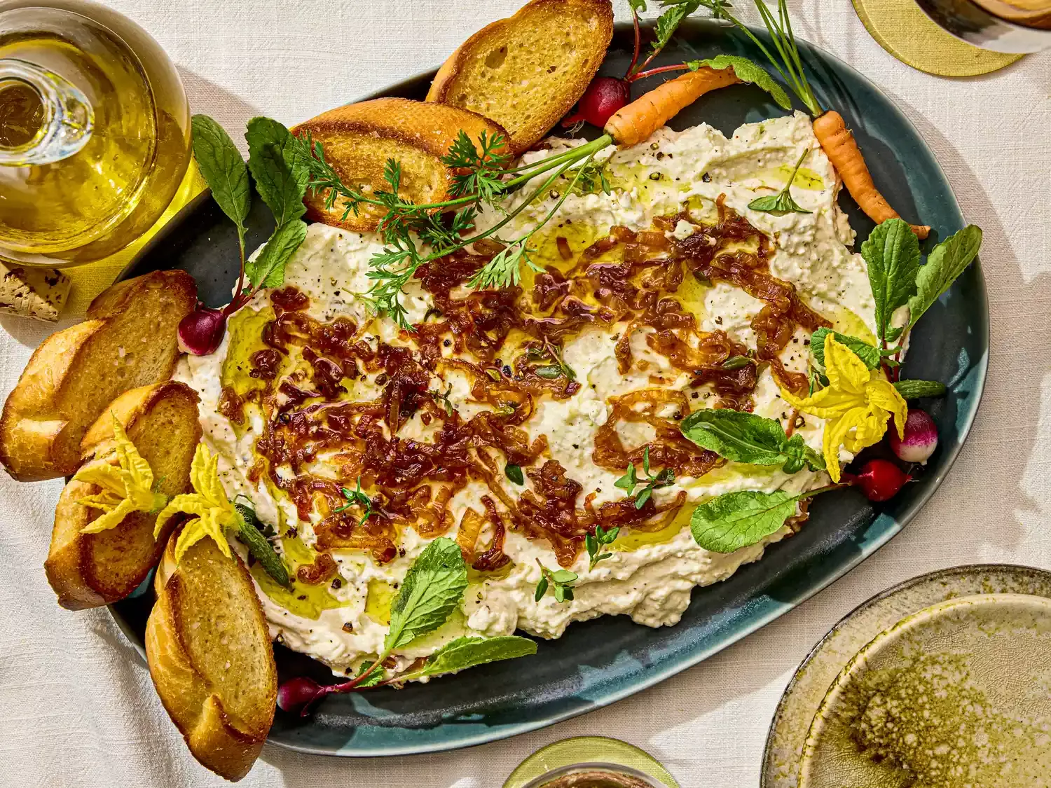 Velvety Ricotta Dip with Sweet Caramelized Shallots and Herbs