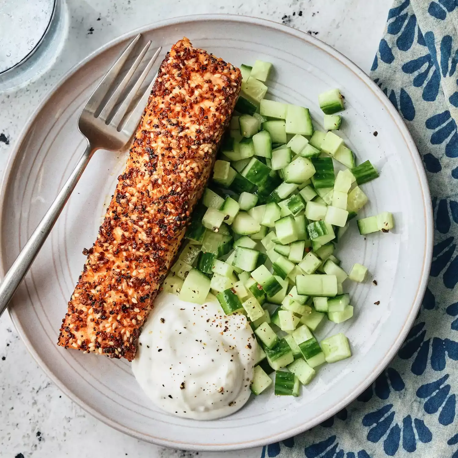 Flavorful Salmon with Everything Bagel Seasoning and Yogurt Sauce