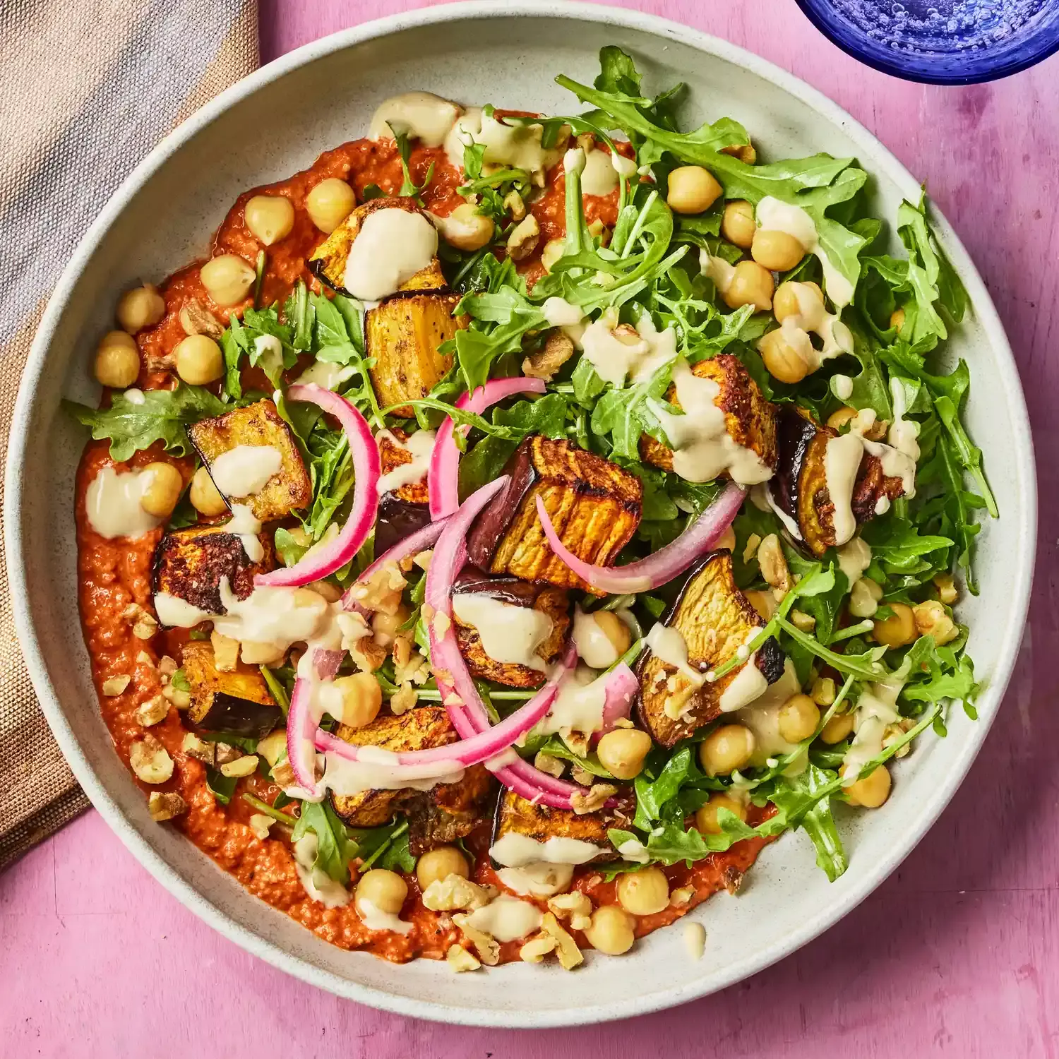 Flavorful Chickpea and Eggplant Power Bowls with Tahini Dressing