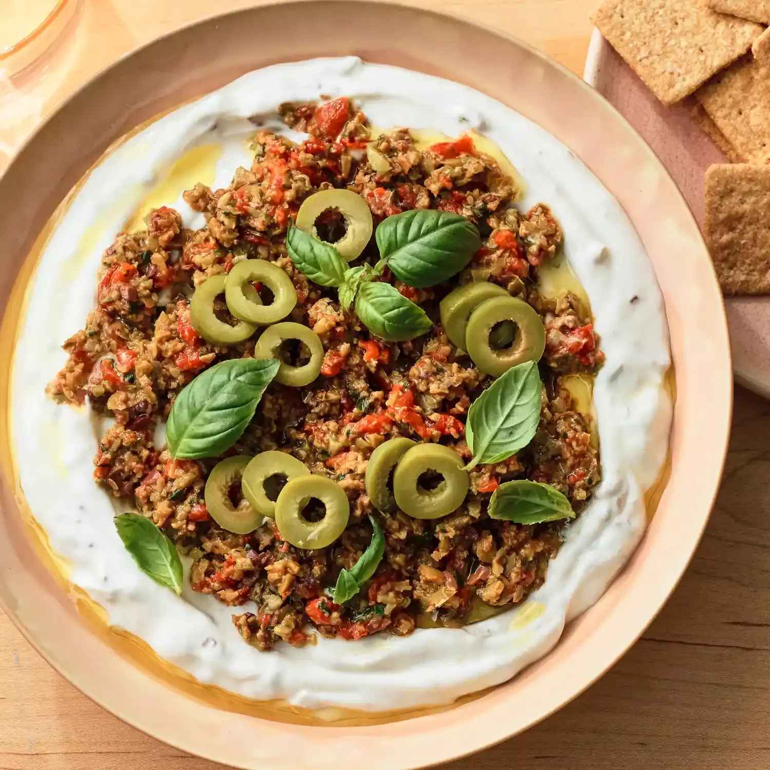 Mediterranean Olive and Yogurt Spread with Roasted Peppers