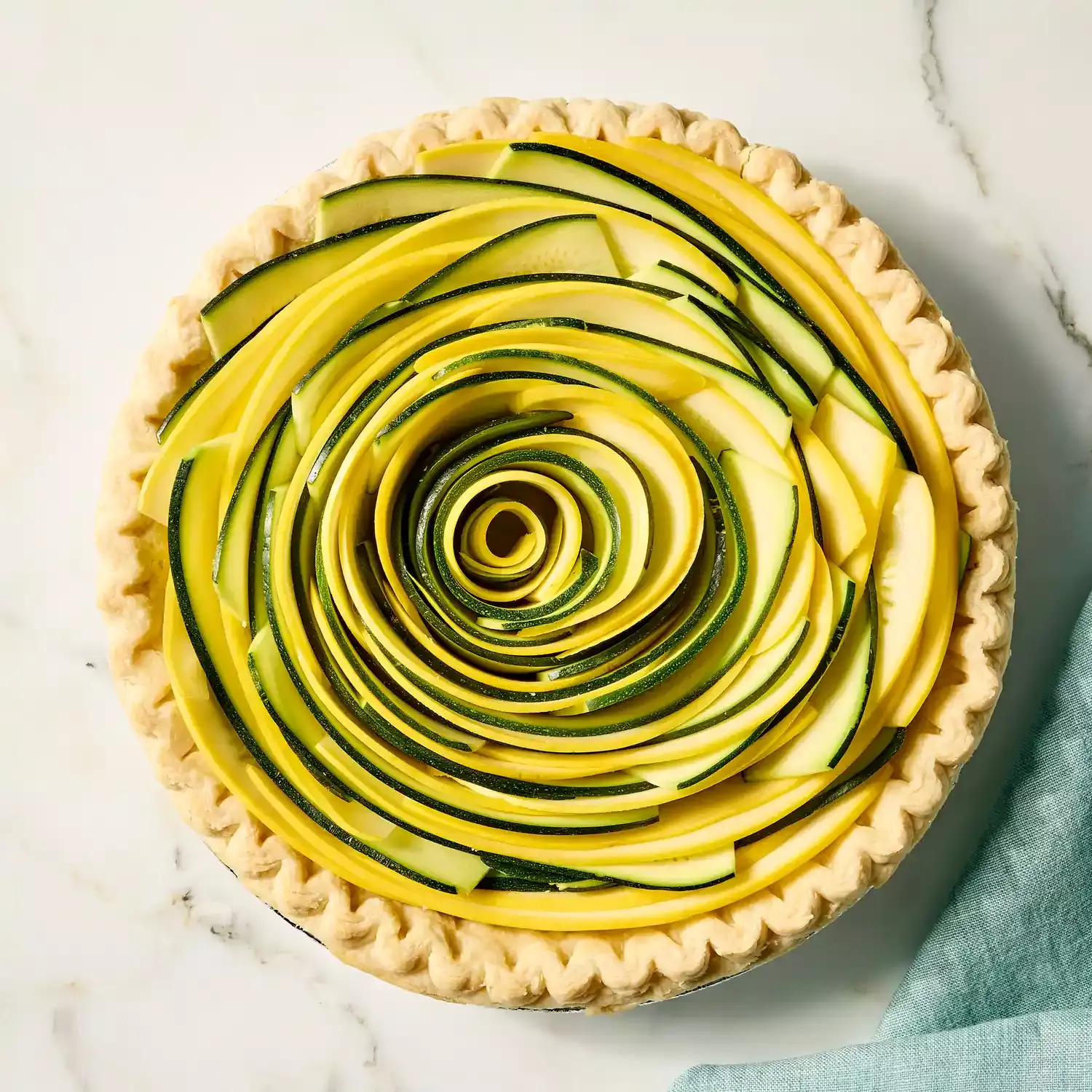 Elegant Zucchini and Summer Squash Ribbon Quiche