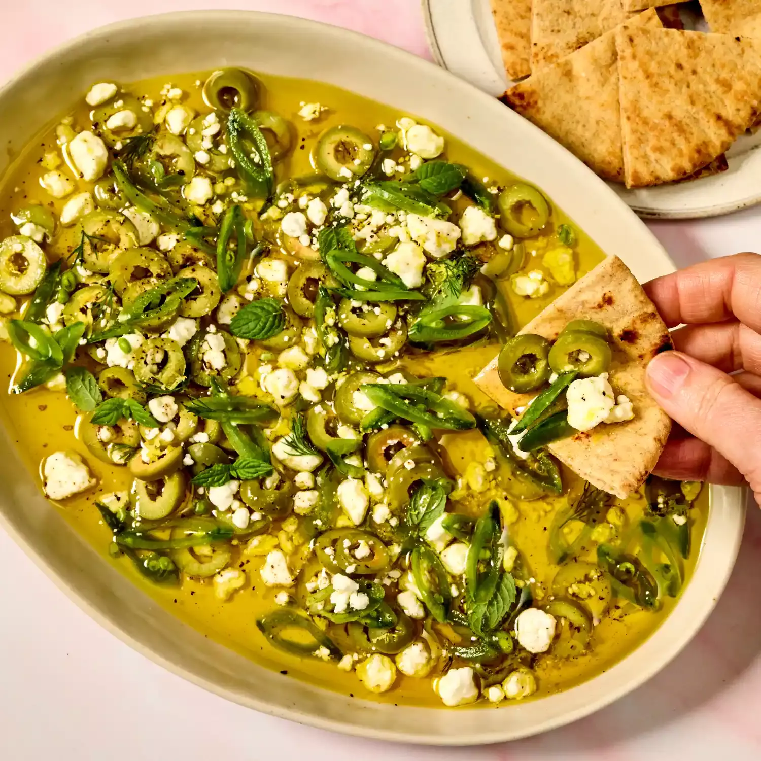 Fresh Olive Oil Dip with Herbs and Goat Cheese