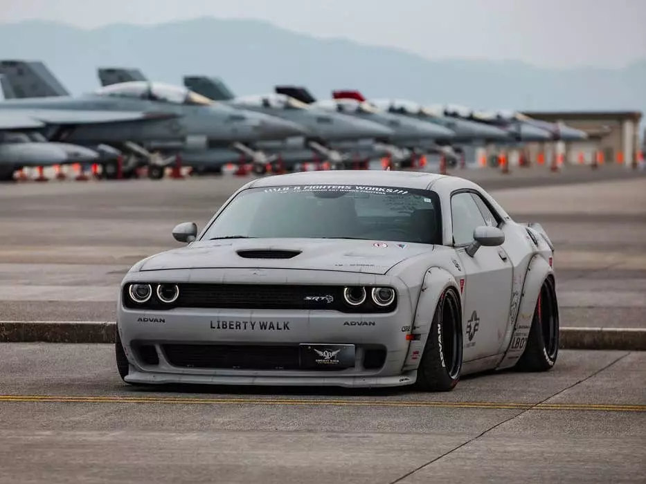 Liberty Walk Transforms Dodge Challenger with Fighter Jet Livery