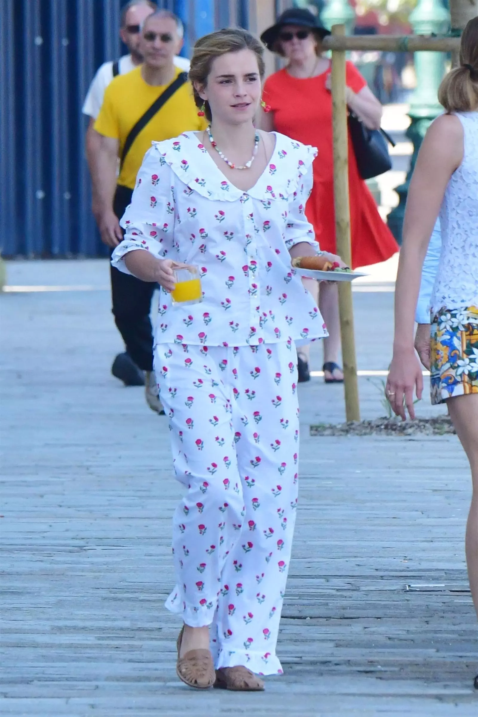 Emma Watson's Effortlessly Chic Pajama Ensemble in Venice