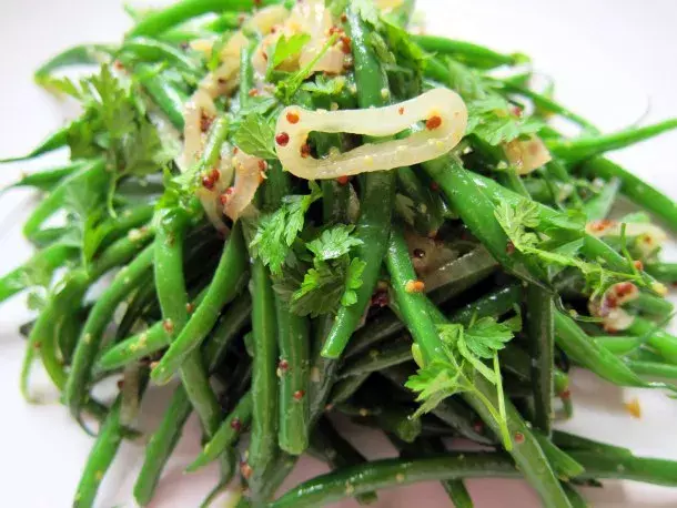 Warm Green Bean Salad with Whole Grain Mustard Vinaigrette