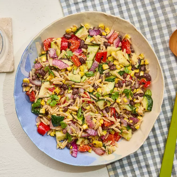 Festive Summer Orzo Salad with Creamy Dressing