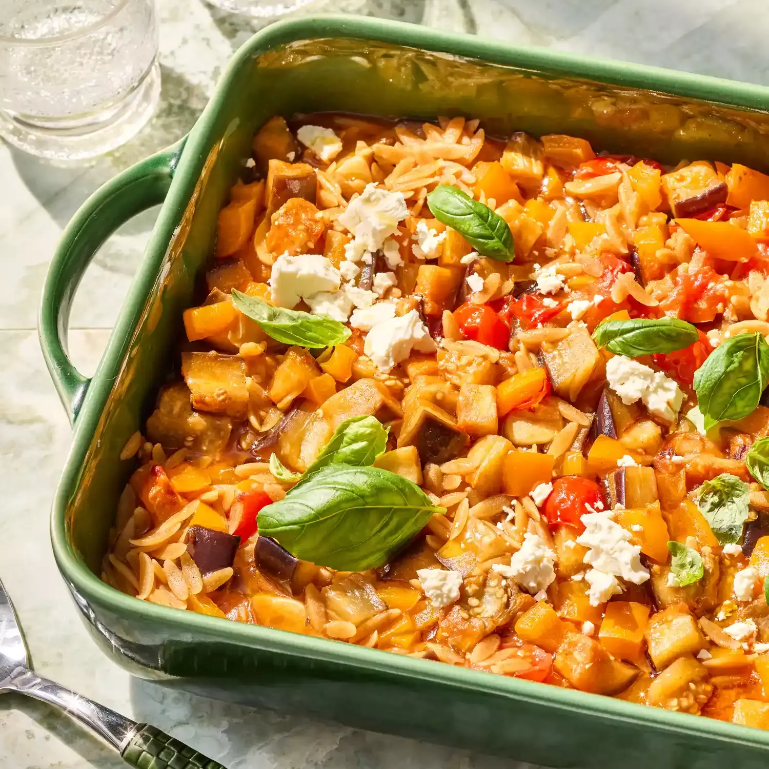 Hearty Roasted Vegetable and Orzo Bake