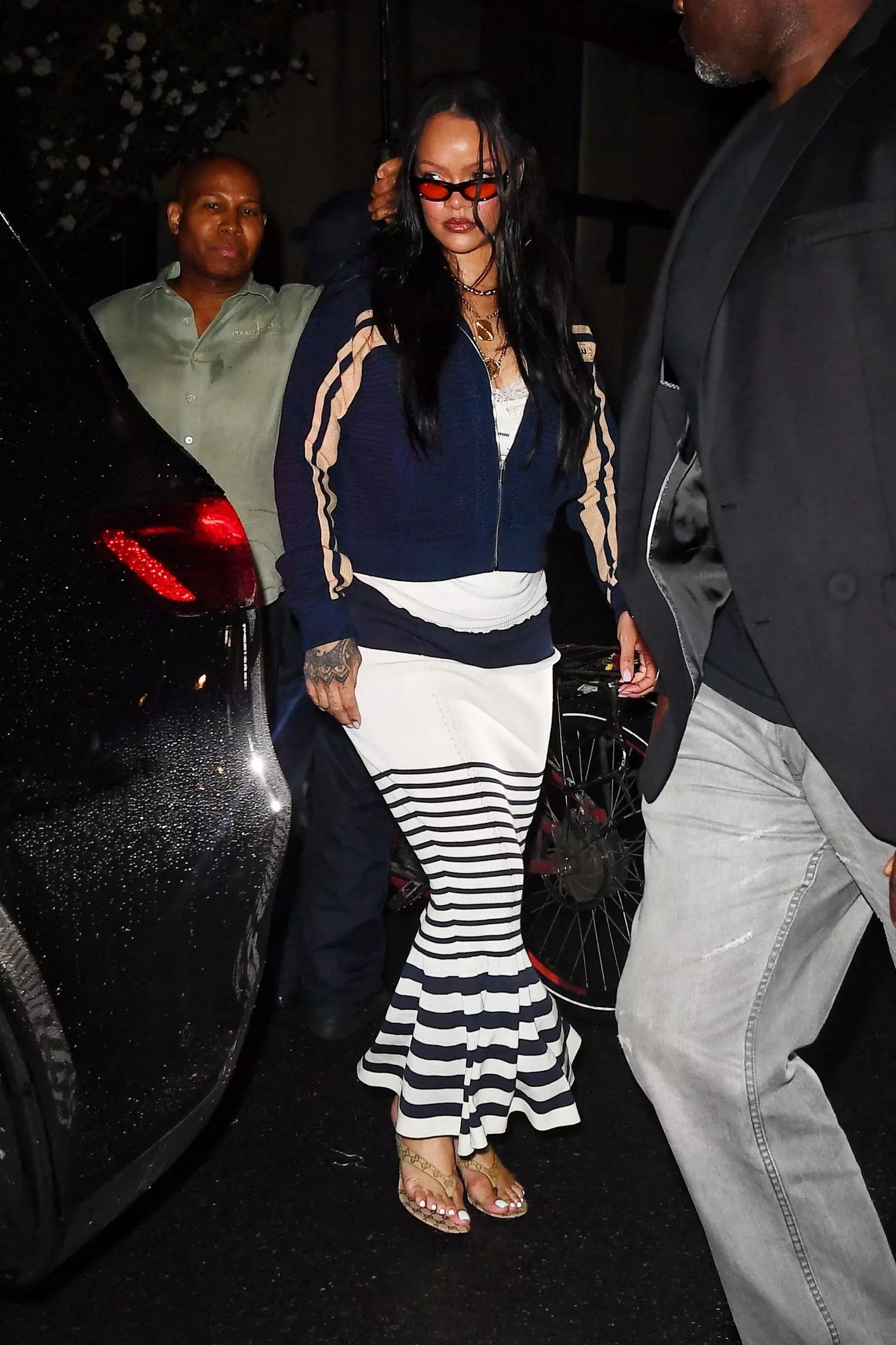 Rihanna's Bold Striped Ensemble Takes Center Stage in New York City