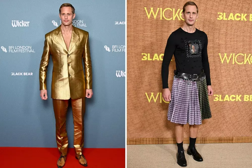 Alexander Skarsg¥rd's Bold Fashion Choices for "Wicker" Premieres