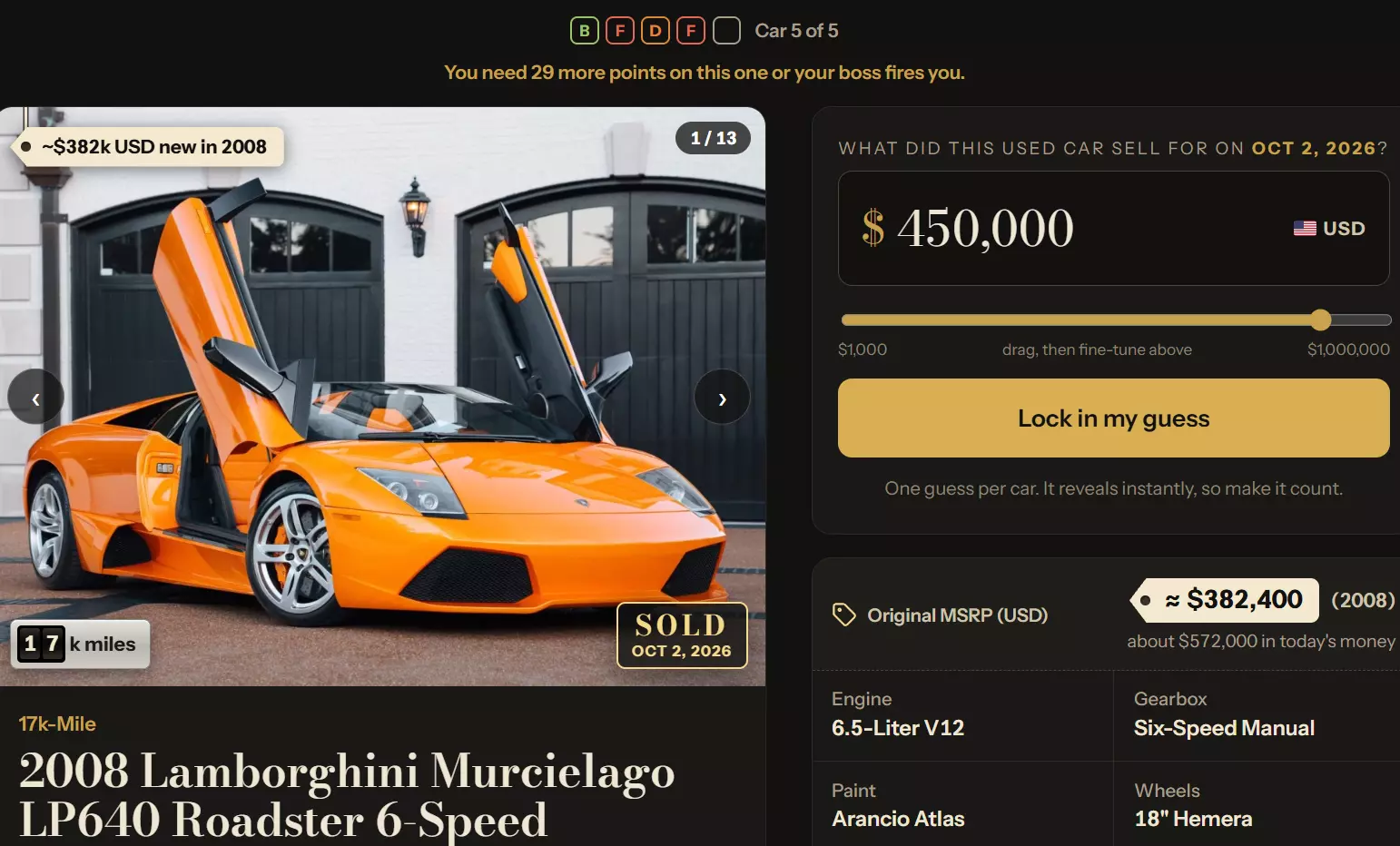 The Daily Lowball: A New Online Game Testing Used Car Price Knowledge